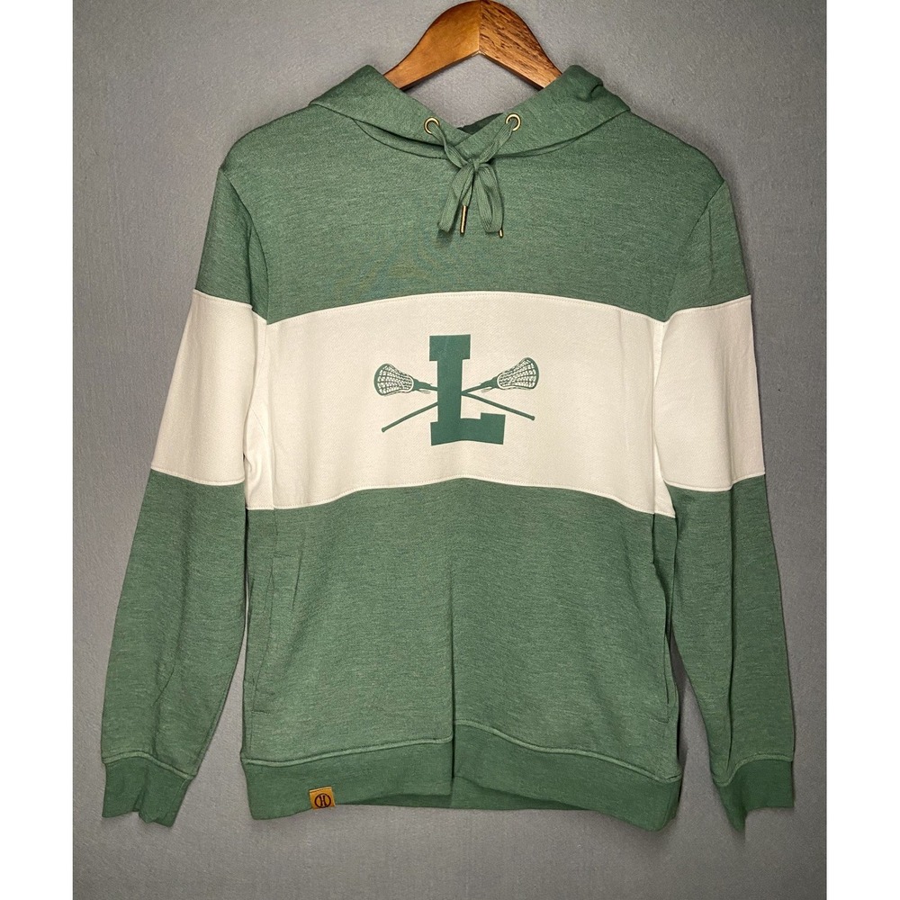 Holloway Unisex Green & White Colorblock Pullover Hoodie w/ Drawstring, Size M